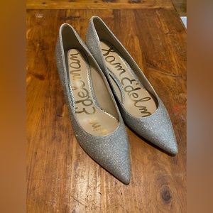 Sam Edelman Champagne Glitter Pointed-Toe Slip-On High Heel Pumps 2 inch Size 10